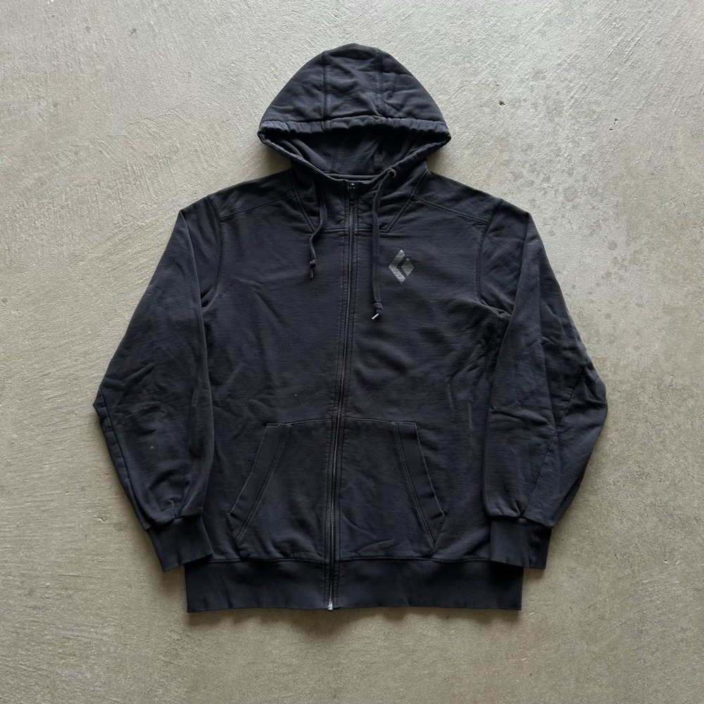 Black Diamond Sweatshirt Size Large Black Full Zip Hoodie Logo Outdoor Hiking
